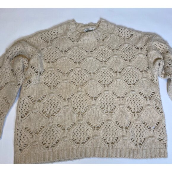 American Eagle Oversized Knit Cream Sweater, L, Crew Neck - Picture 3 of 8